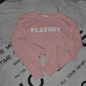 missguided x playboy cropped pink sweatshirt